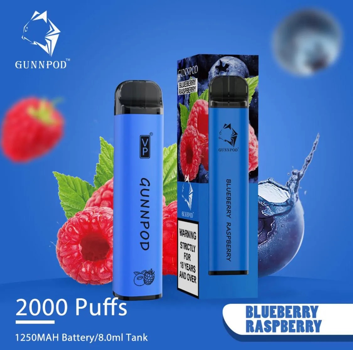 Blueberry Raspberry Gunnpod 2000 Puffs Vape