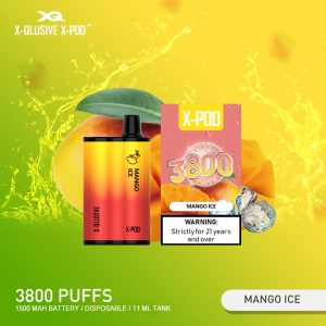 X-QLUSIVE X-POD MANGO ICE – 3800 PUFFS