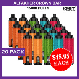 ALFAKHER CROWN BAR - 15000 PUFFS - 20 PACK