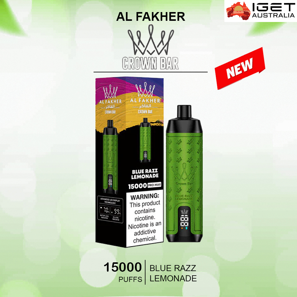 ALFAKHER CROWN BAR - BLUE RAZZ LEMONADE - 15000 PUFFS