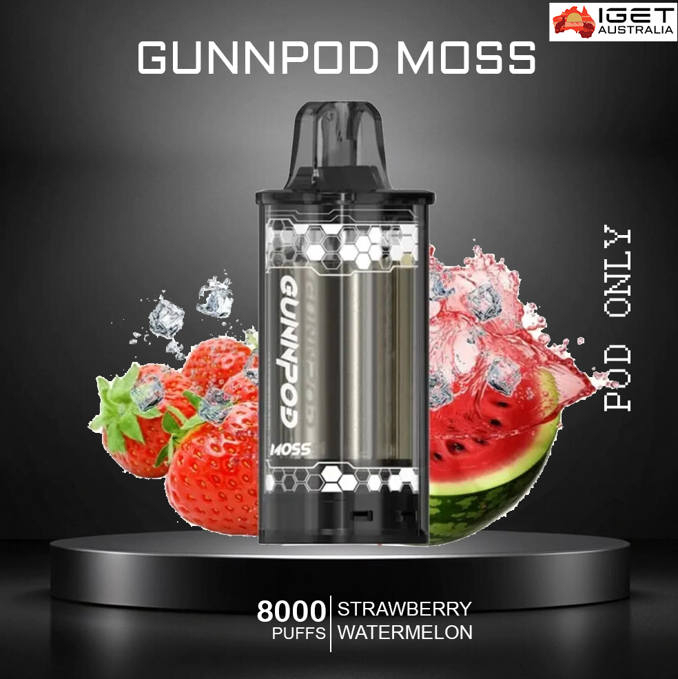 GUNNPOD MOSS - STRAWBERRY WATERMELON ICE - 8000 PUFFS - POD ONLY